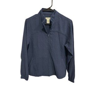 Orvis Womens Navy Textured Lightweight Comfortable Full-Zip Jacket Size SP Weste